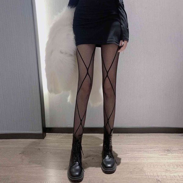 

ling grid fishing net panti jk dark hollow out beautiful legs thin black silk stockings children, Black;white