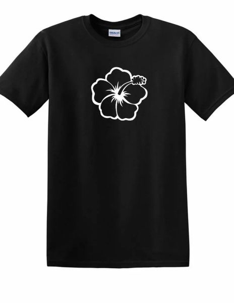 

hibiscus flowers tee shirt hawaii hawaiian island white black cotton t-shirt