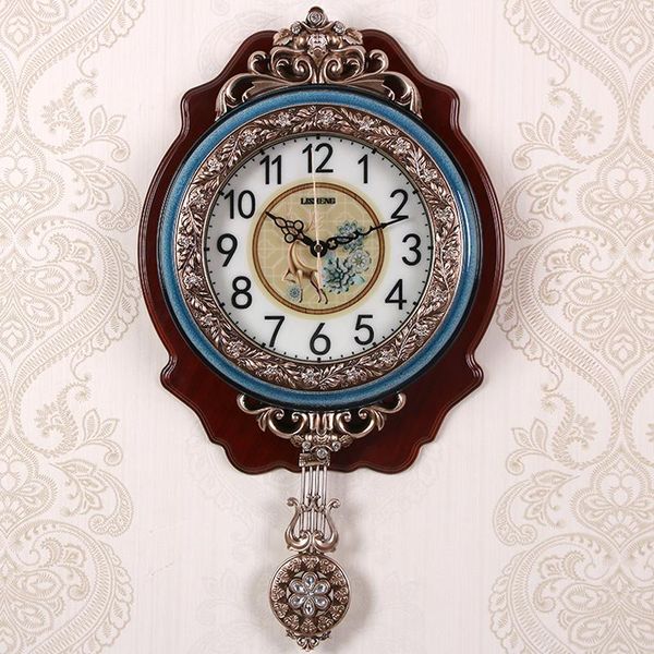 

wall clocks european large clock pendulum luxury creative silent living room vintage reloj de pared home decoration da60wc