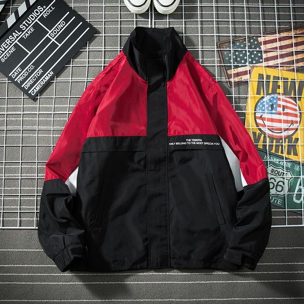 

men's jackets hip hop mens windbreaker jacket autumn 2021 fashion casual patchwork loose large size sportswear bomber, Black;brown