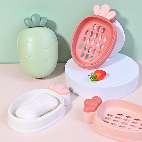

nordic style hit color small carrot soap box creative bathroom three-dimensional toilet drain tray holder storage bottles & jars