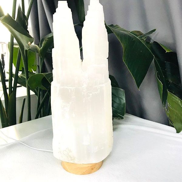 

natural quartz selenite double towers carved healing crystal gemstone wicca decor collectible gift decorative objects & figurines