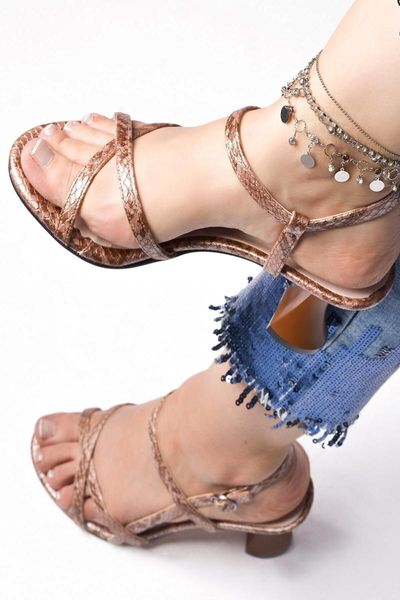 

women's beige high-heeled sandals, Black