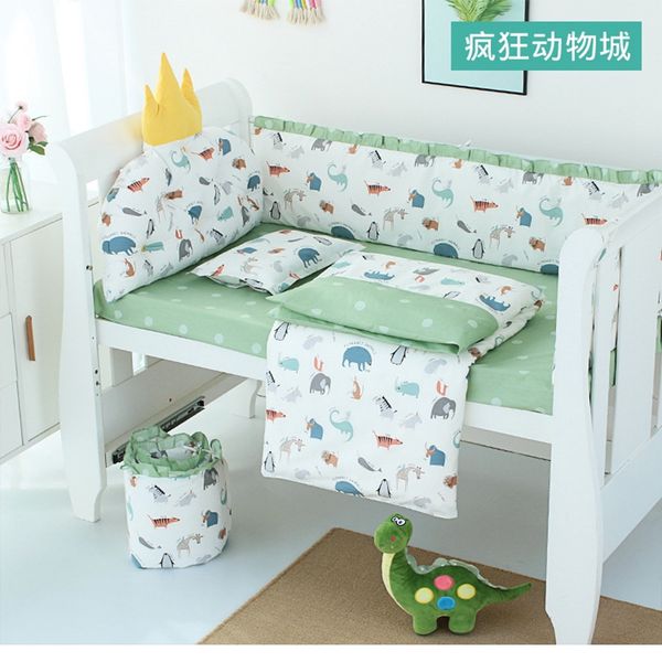 

nordic bumpers for cots sides and on the crib cotton cartoon printting baby crib protector pads newborn child room accessories
