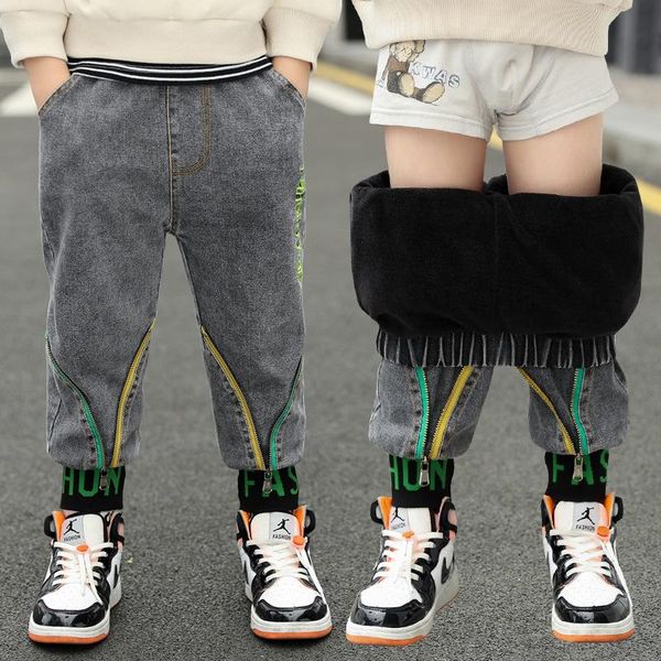 

trousers winter boys letter print cargo warm pants kids 3-15y teenage casual clothes elastic waist boy thick, Blue