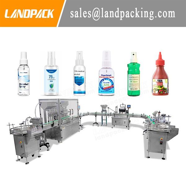 Landpack Equipamento industrial Automático Alto eficiência Garrafa de enchimento de enchimento e rotulagem linha da máquina