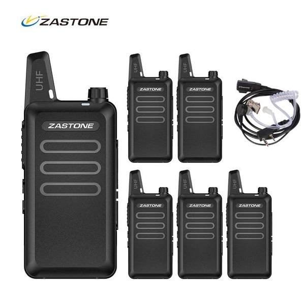 

walkie talkie 6pcs zastone x6 mini portable radio cb uhf 400-470mhz communicator transceiver with headsets