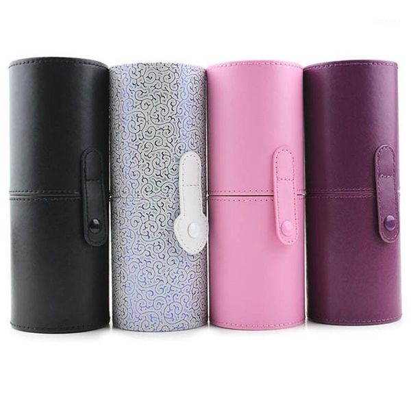 

travel leather cosmetic brush pen holder storage makeup empty display case lipstick desk bathroom organizer brushes1