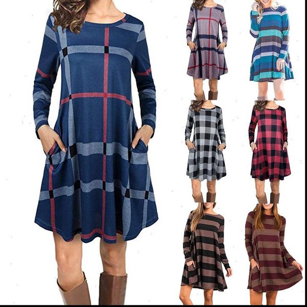 

autumn spring women dresses ladies one piece dress crew neck long sleeve colorful printing big hem warm skirt suit, Black;gray