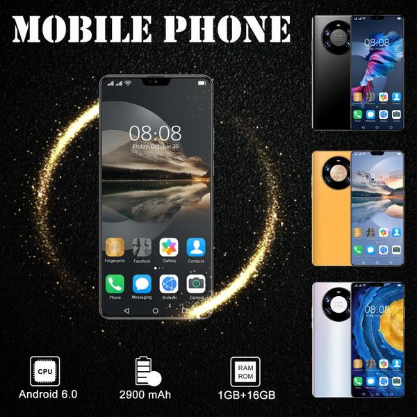 

6.5inch mate40pro+ 19:9 cell phones android 6.0 1gb+16gb face id 4g smartphones fingerprint unlock quad core type-c wifi bt gps walkie talki