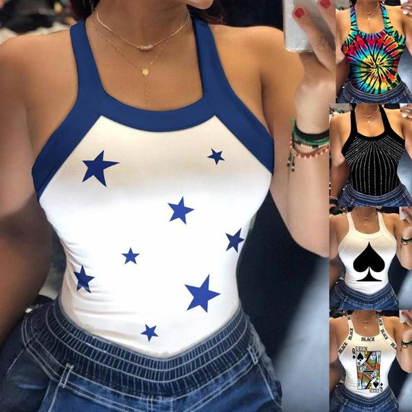 

women's tanks & camis summer women sleeveless vest camisoles for printed back bowknot strap slim veste femme, White