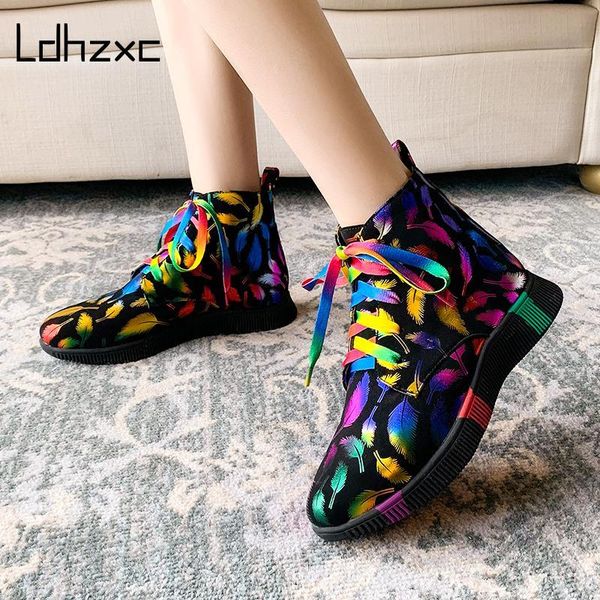 

ldhzxc ankle boots women round toe riding heels boots warm autumn winter nigh club punk shoes woman, Black