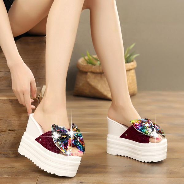 

sandals the women's slippers in summer 2021are bowed waterproof fish mouth and wear high heels with on outside, Black
