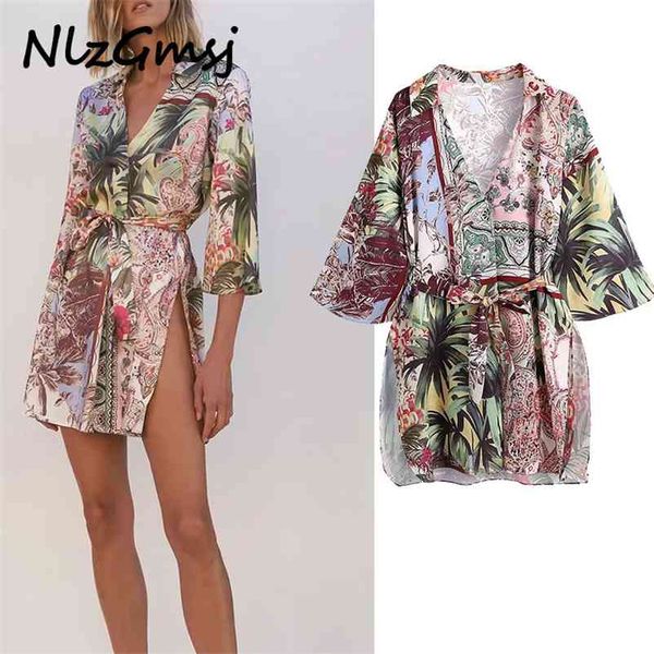

woman dress v neck beach print mini long sleeve sundress party vestidos 05 210628, Black;gray