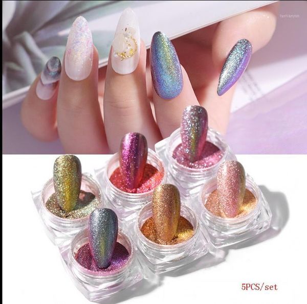 

box/set quicksand gel nail powder glitter art decoration acrylic shimmer pigment manicure tools wtih cotton swabs1, Silver;gold