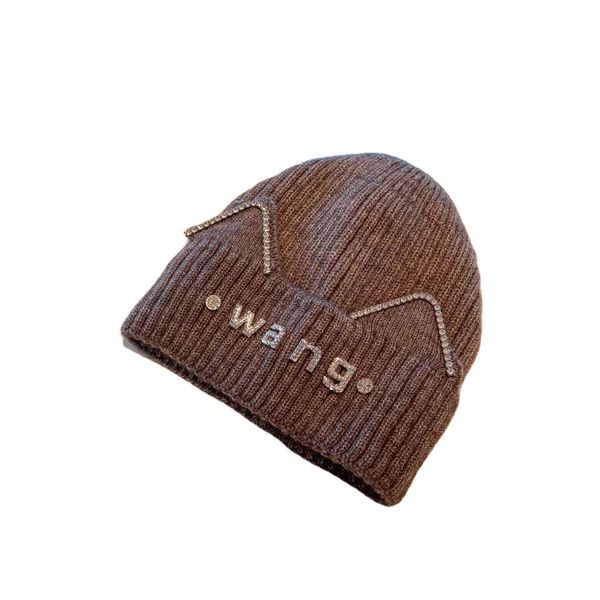 

fine accessories autumn and winter new cat ear rhinestone letter knitted wool hat student lovely versatile warm protection cold, Blue;gray