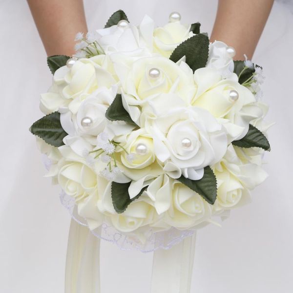 

wedding flowers bridal bouquets artificial foam rose holding for bride bridesmaid simulation hydrangea home decorationflower