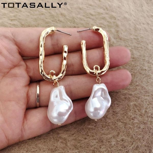 

hoop & huggie totasally irregular pearl earrings for women bohemian baroque lady party earring jewelry gift accessories dropship, Golden;silver
