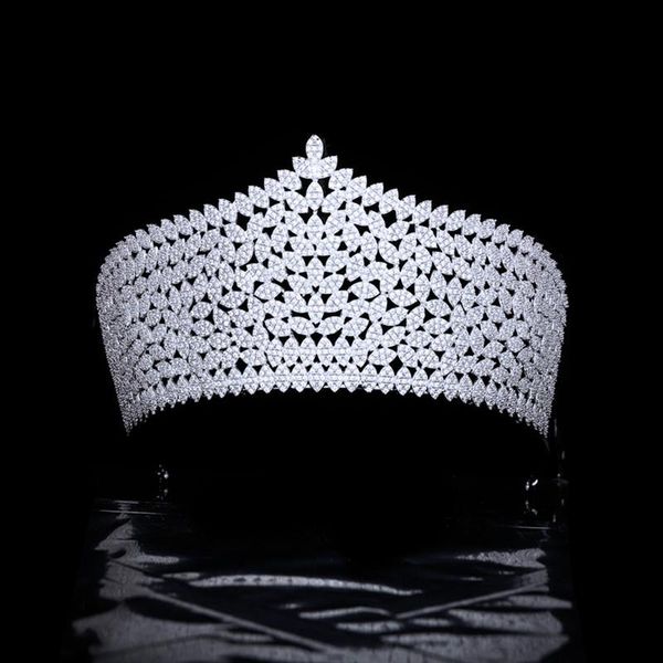

hair clips & barrettes myfeivo vintage large diadem micro-inlaid zircon wedding tiaras exquisite bridal crown bridesmaid headdress jewelry h, Golden;silver