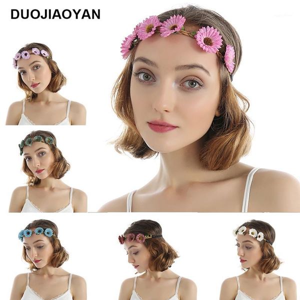 

handmade girl wreath multicolor chrysanthemum wedding bride bridesmaid party girls hair accessories1