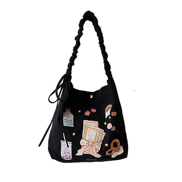 

evening bags women canvas tote shopping fashion korean shoulder handbag student small cute cartoon printing cotton cloth shoppers