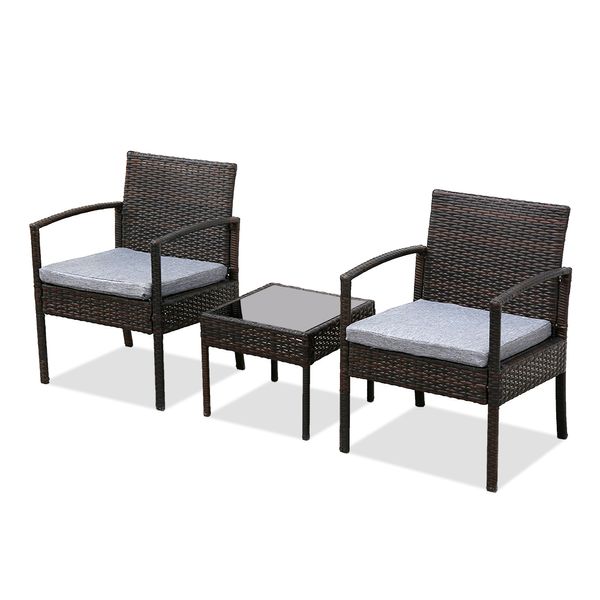 

Outdoor rattan table chair set courtyard combination Park leisure suit negotiation balcony SOFA BLACK household furniture brown