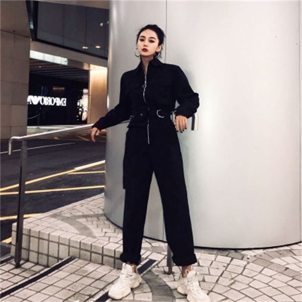 

women fashion cargo high waist jumpsuits loose casual wide leg rompers female breathable black clothing s-xl_yw_rw, Black;white