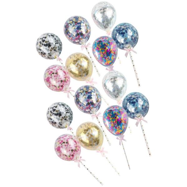 

other festive & party supplies 14 pcs balloon sequin confetti cake ers inserted cards decor