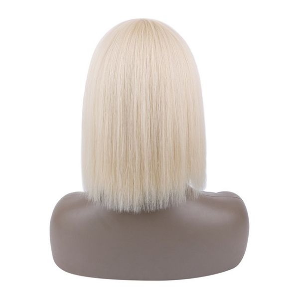 

2021 fashion european and american chemical fiber wigs platinum blonde bangs leisure temperament short hair straight hair wig set trend, Black