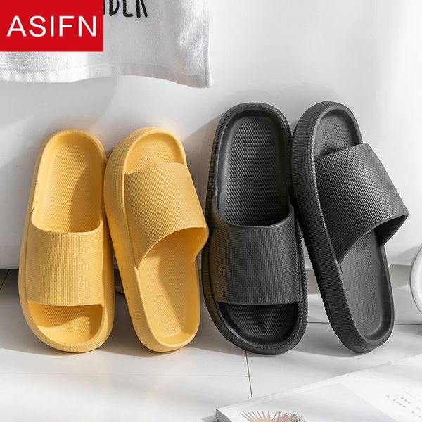 

slippers asifn bath flat women's thick indoor bathroom soft eva anti-slip home slides ladies summer men shoes flip flop platform, Black