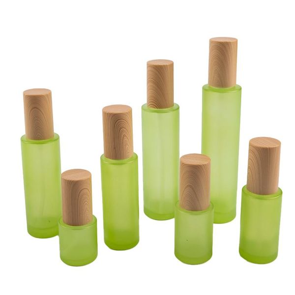

storage bottles & jars 1pcs of wood grain lid glass spray bottle lotion empty cosmetic container
