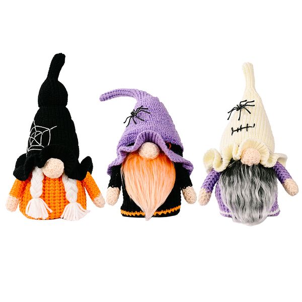 Partyzubehör Halloween-Dekoration Strickende Zwergenpuppe mit Zaubererhut Klassische schwedische Tomte Home Desktop-Ornamente XBJK2107