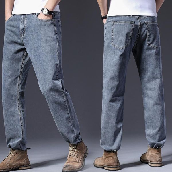 

men's jeans spring and summer loose slim workwear casual pants boys handsome trendy 2021, Blue