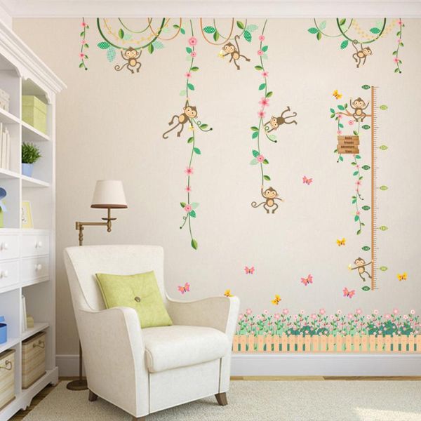 

window stickers garden vine little monkey height wall mural cartoon children's room bedroom study living cupboard sticker