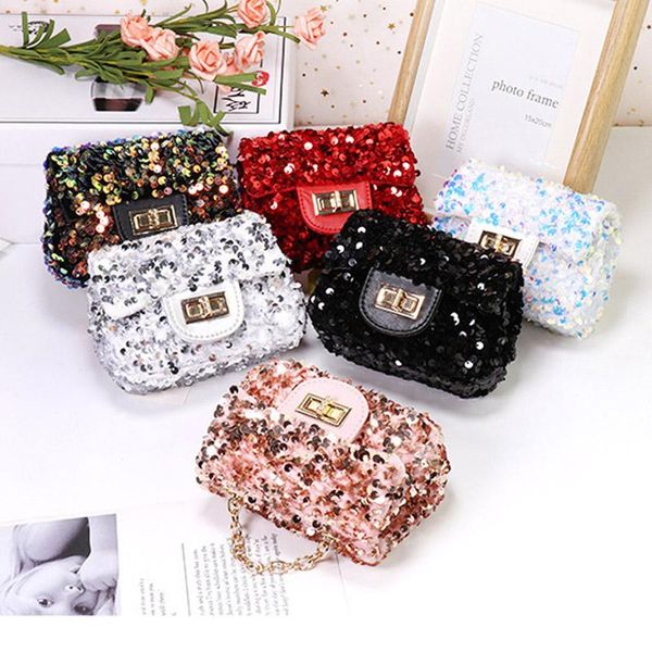 

purse kids purses and handbags mini crossbody cute shiny sequin baby girl small coin pouch kawaii children clutch bag, White