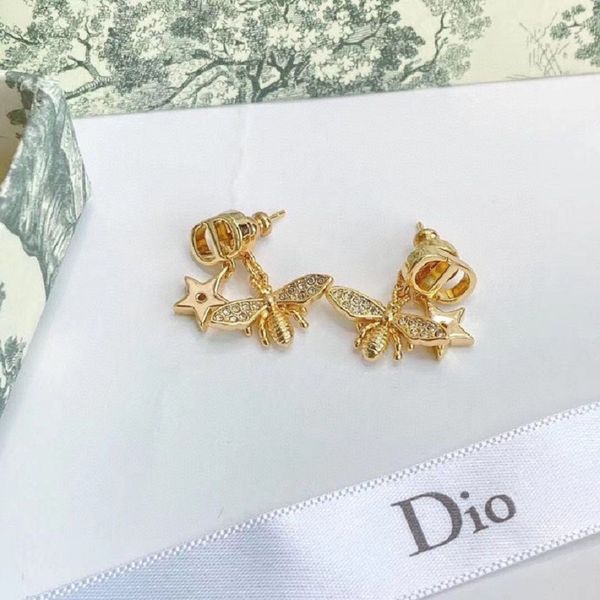

70% off outlet online little bee women's letter earrings silver needle white stone earrings, Golden