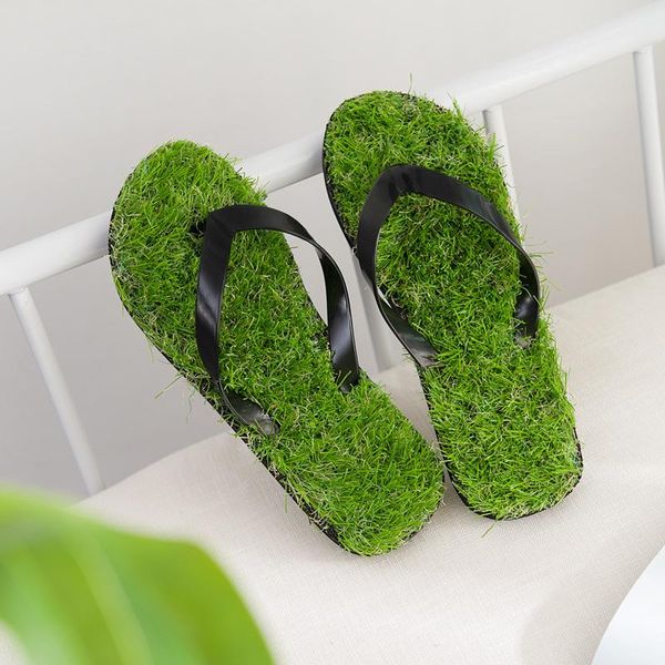 

slippers style 2021 women's sandals summer artificial turf for women straw men's size 28-49, Black