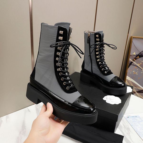 

luxury designer women classic fashion boot cowhide short boots leather shoes, Black