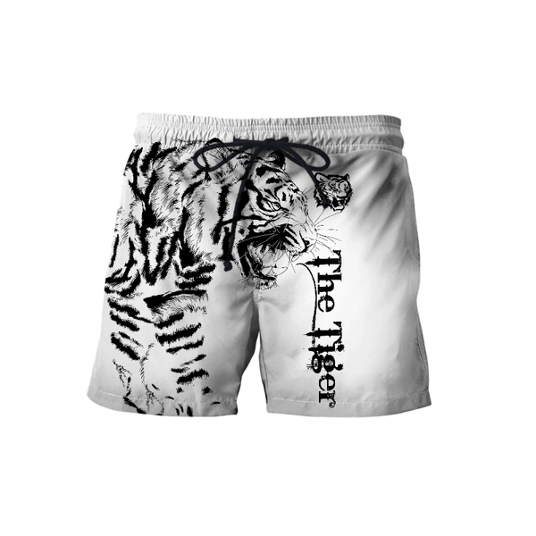 

men's shorts night tiger 3d printed 2021 summer beach for men bungee cord pants culture casual fashion streetwear drop, White;black