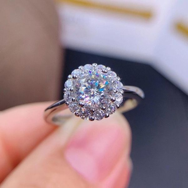 

cluster rings classic moissan diamond ring, Golden;silver