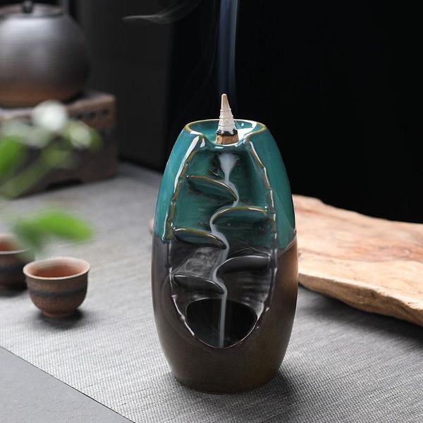 

fragrance lamps backflow incense burner ceramic furnace lotus smell aromatic home office crafts tower holder