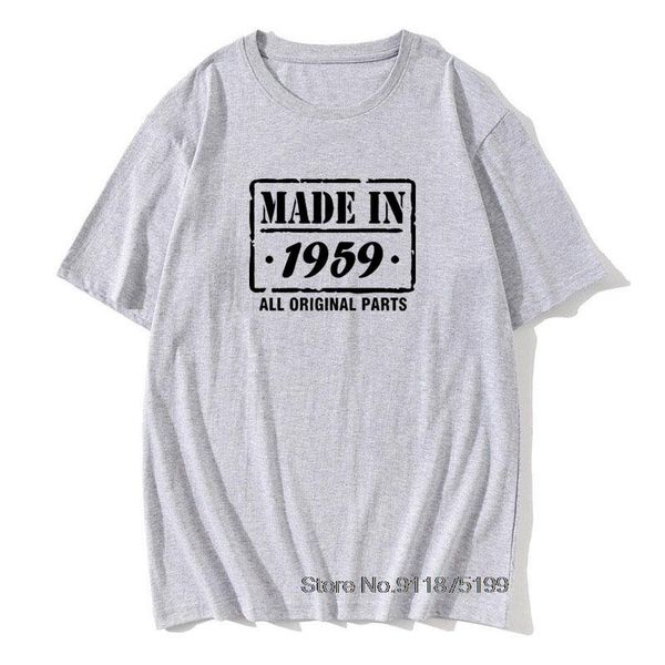 

men's t-shirts made in 1959 all original parts t shirt 62th anniversary gift design 100% cotton tshirts male vintage prin father'd, White;black