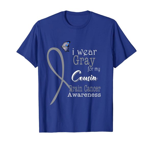 

i wear gray for my cousin brain cancer awareness tshirt, White;black