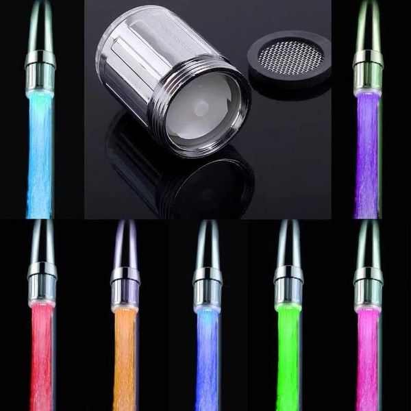

water faucet stream light kitchen bathroom shower tap nozzle head 7 color change temperature sensor led faucets