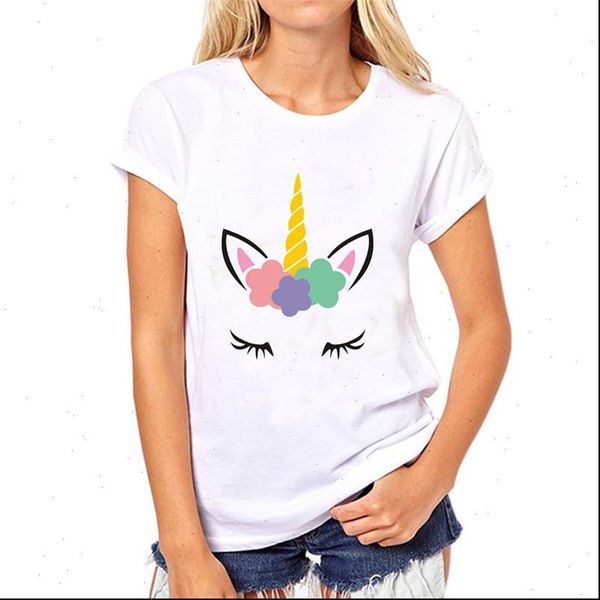 

women t shirt cute unicorn womens casual super soft o neck tee drop, White