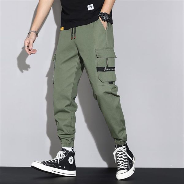 

street style multi pockets women pants army military cargo cotton casual jogger plus size baggy trousers, Black