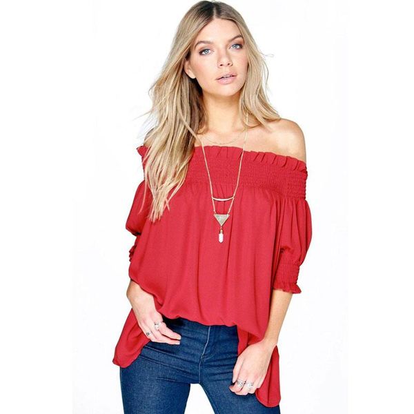 

women's blouses & shirts 2021 fashion blusas slash neck women blouse loose off shoulder plus size blusa feminino lantern sleeve shirt, White