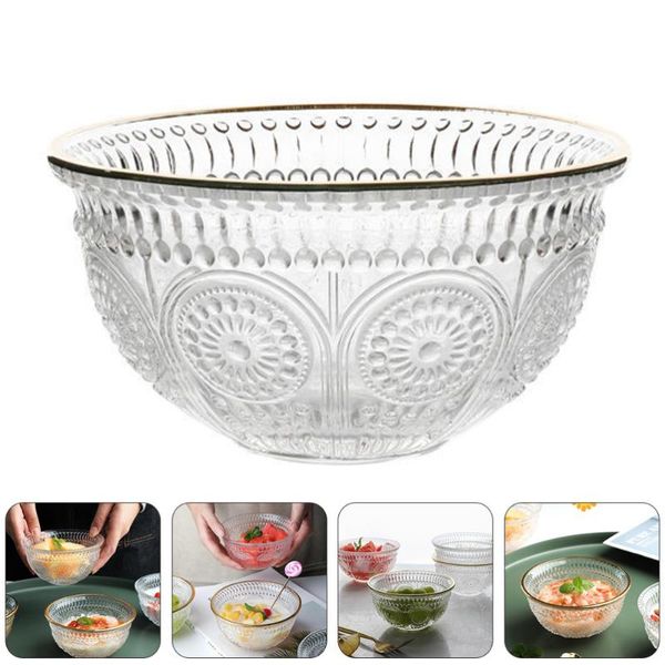 

bowls 1pc retro embossed glass bowl serving exquisite dessert