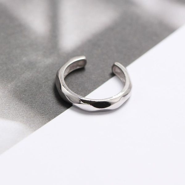 

cluster rings authentic s925 sterling silver fine jewelry irregular geometric faceted-cut band wider adjust tlj554, Golden;silver