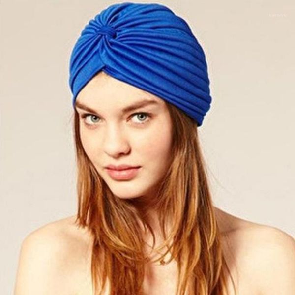 

solid stretchy turban muslim hat soft comfortable bandanas headband wrap chemo hijab knotted cap women head accessories1